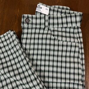 Hollister Green and White Checkered Pants